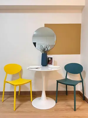 two chairs and a table with a mirror at new room near Don Mueang airport,Impact,BTS 339 in Ban Song Hong