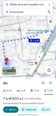 a screenshot of a map of a road with aroute at Creative Bangkok Bed in Sathani Bang Khen