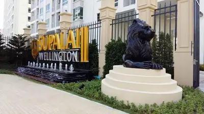 a statue of a lion in front of a building at Supalai Wellington 2 Near MRT in Bangkok