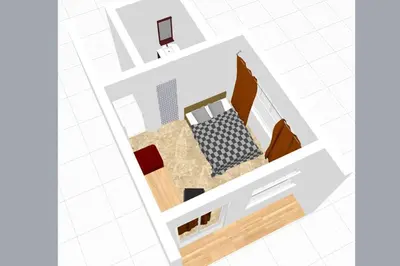 a floor plan of a room with a bed at SKY 14 Vibrant street Cozy n Cool near center in Bangkok