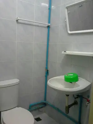 a bathroom with a toilet and a sink at New Central Guesthouse in Bangkok