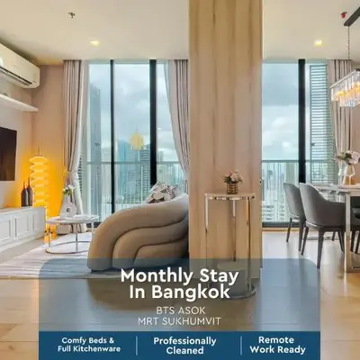 CBD Living 2 BR ︱Prime Sukhumvit ︱Walk to BTS Asok & MRT SKV ︱UltraWi-Fi