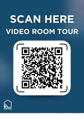 a video room tour sign with a white qr code at Luxury 2BR︱Fast WiFi︱Walk to Central & MRT Rama 9 in Bangkok