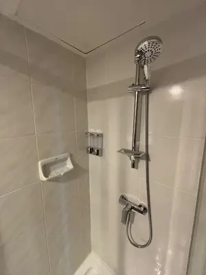 a shower with a shower head in a bathroom at Chic Bangkok Escape & Fast Wifi in Bangkok