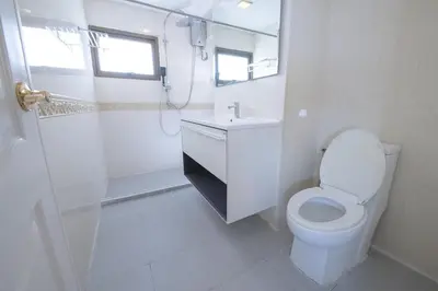 a bathroom with a toilet and a sink and a shower at 2Bed Room Condo Near iConsiam & BTS Krungthonburi in Bangkok