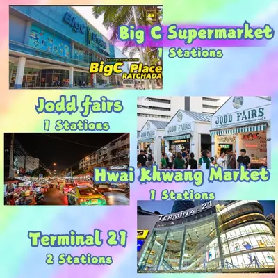 a collage of pictures of different cities and streets at Moochi Home Ratchada in Bangkok