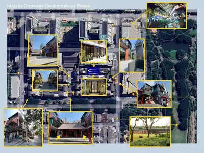 a collage of photos of different buildings at Crownex Studio Deluxe in Bangkok