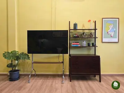 a living room with a flat screen tv and a entertainment center at Obahomu Vacation House for 4-8 pax, 5 min walk to Icon Siam in Bangkok