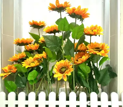 a bunch of orange flowers next to a white fence at AkkHouse in Ban Bang Toei (1)