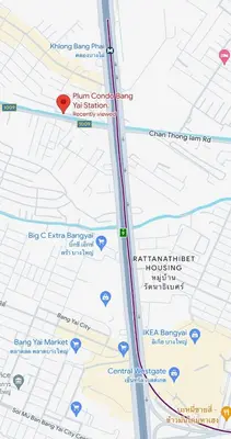 a close up of a google map at Plum condo Bang-yai station in Nonthaburi