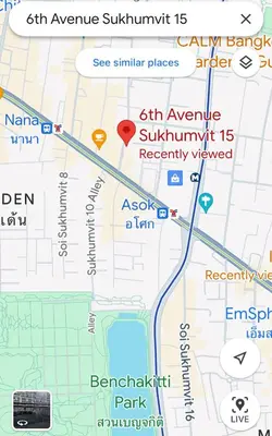 a map showing the location of the sixth avenue subagency park at 6th Avenue Sukhumvit BKK 409 BTS Asoke Nana MRT Sukhumvit in Bangkok