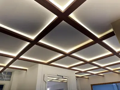 a ceiling with lights in a room at Sonata siam-ratchathewi in Bangkok