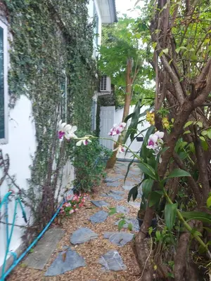 a garden path leading up to a house at Cosy Preuksa House 120 in Bang Yai
