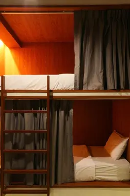 a couple of bunk beds in a room at Once Again Hostel in Bangkok