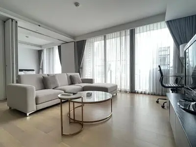 a living room with a couch and a table at City life Nana - near Bumrungrad Hospital in Bangkok