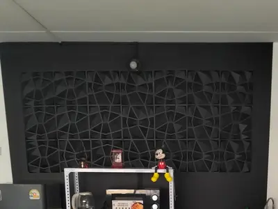 a black wall with a black and white pattern at IMPACT popular condo แม่ตัง in Ban Bang Phang