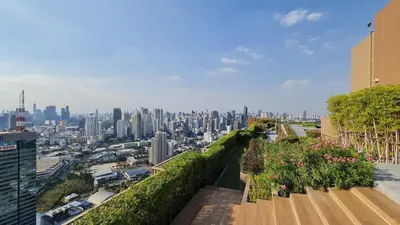 a view of a city from the top of a building at Perfect WFH 5 mins THONG LOR ultra luxury in Bangkok