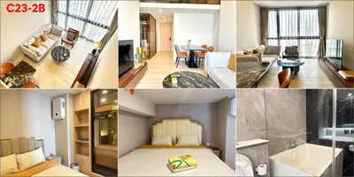 a collage of three pictures of a room at Bangkok Rama9 Cassia & Siamese in Bangkok