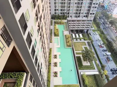 an aerial view of an apartment complex with buildings at Bangkok Condo Ramkhamhaeng in Sathani Ban Hua Mak