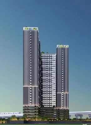 a rendering of two tall buildings in a city at Wutthakat new room in Bangkok