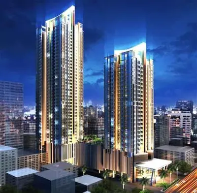 a view of a city with tall buildings at Walking distance to Sukhumvit soi 11 Netflix 40sqm in Makkasan