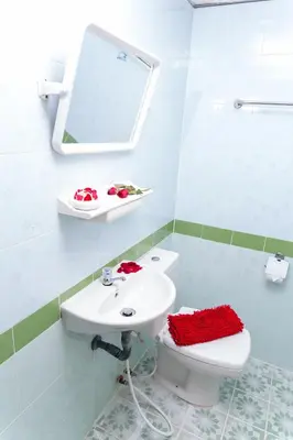 a bathroom with a sink and a toilet and a mirror at The Garden Place Bangkok in Nonthaburi