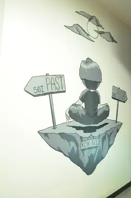 a drawing of a person sitting on top of a piece of iceberg at Maderla in Bangkok