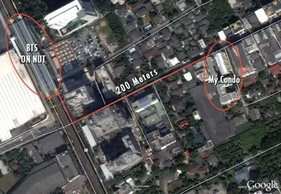 an overhead view of a map of a city at 1BR Condo 5 Min to BTS 1000Mbps Fiber Wi-Fi great location in Bangkok