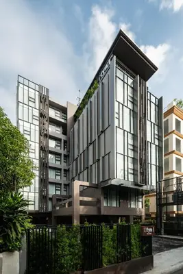 a rendering of a building with glass at Fyn Hotel in Bangkok