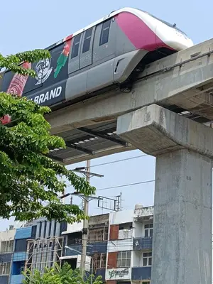 a train on a train track on a bridge at Naturbliss Resort Village in Bangkok