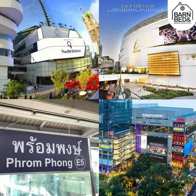 a collage of photos of buildings in a city at Barn & Bed Hostel in Bangkok