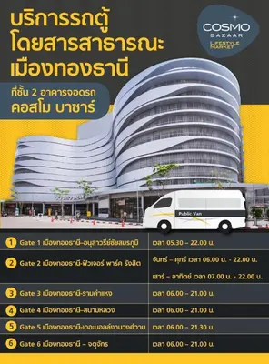 a poster for a building with a bus in front of it at Popular Condo C8 in Nonthaburi