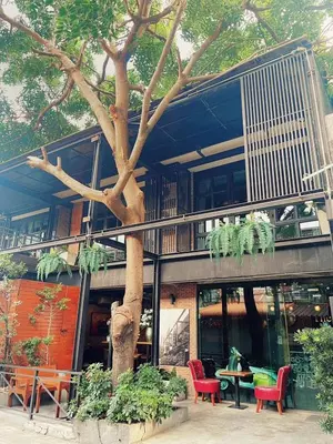 a building with a tree in front of it at Yotaka The Hostel in Bangkok