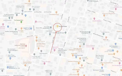 a close up of a map with a red circle at The LA49 Hotel in Bangkok