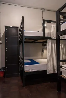 a room with three bunk beds and a dresser at Dreamcatcher Bangkok in Bangkok