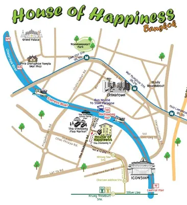 a map of the house of happiness at House of Happiness in Bangkok