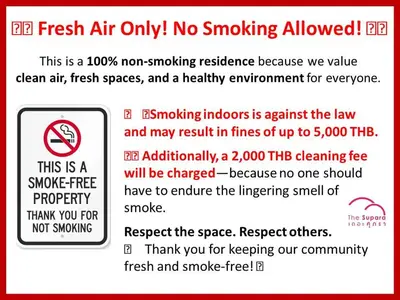 a sign that says no smoking allowed on a phone at The Supara in Bangkok