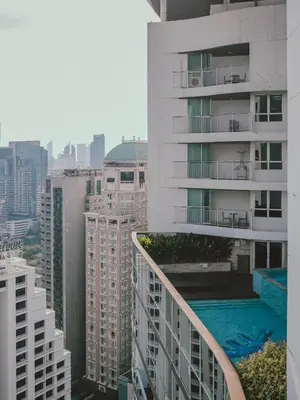 a view of a building with a swimming pool at Urbana Langsuan Hotel in Bangkok