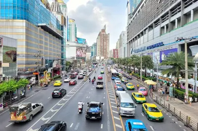 a busy city street filled with lots of cars at Citin Pratunam Bangkok by Compass Hospitality in Bangkok