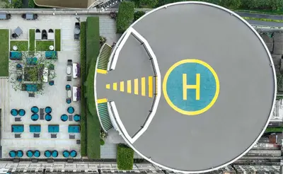an overhead view of a large stadium with a hamburger at Millennium Hilton Bangkok in Bangkok