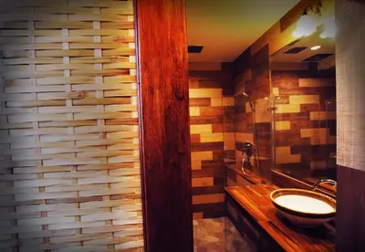 a bathroom with a sink and a shower at Focal Local Bed & Breakfast in Bangkok