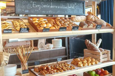 a bakery with lots of different types of bread at VIE Hotel Bangkok - MGallery Collection in Bangkok