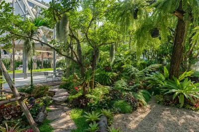 a garden with trees and plants in a building at Bangkok Oasis Hotel in Bangkok