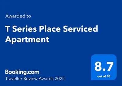 a blue screen with the words t series place serviced appointment at T Series Place Serviced Apartment in Bangkok