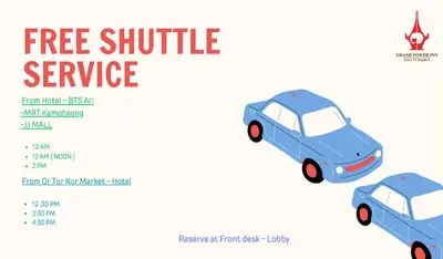 an isometric image of two cars in a free shuttle service at Grand Tower Inn Rama 6 in Bangkok