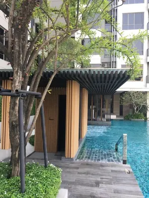 a swimming pool with a canopy in a building at Bangkok view,Luxurious 1 Bedroom Sathon in Bangkok