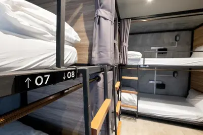 a couple of bunk beds on a ship at BED STATION Hostel Khaosan in Bangkok