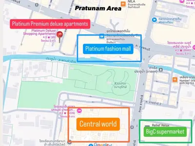 a map of the pirmirm institute and its vicinity at Platinum Deluxe Shopping Apartments in Bangkok