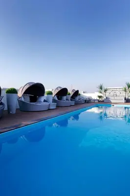 a pool on the roof of a hotel at Villa De Khaosan by Chillax in Bangkok