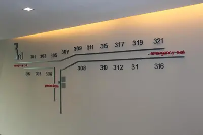a measuring line on the wall of a room at Nine Forty One Hotel in Bangkok
